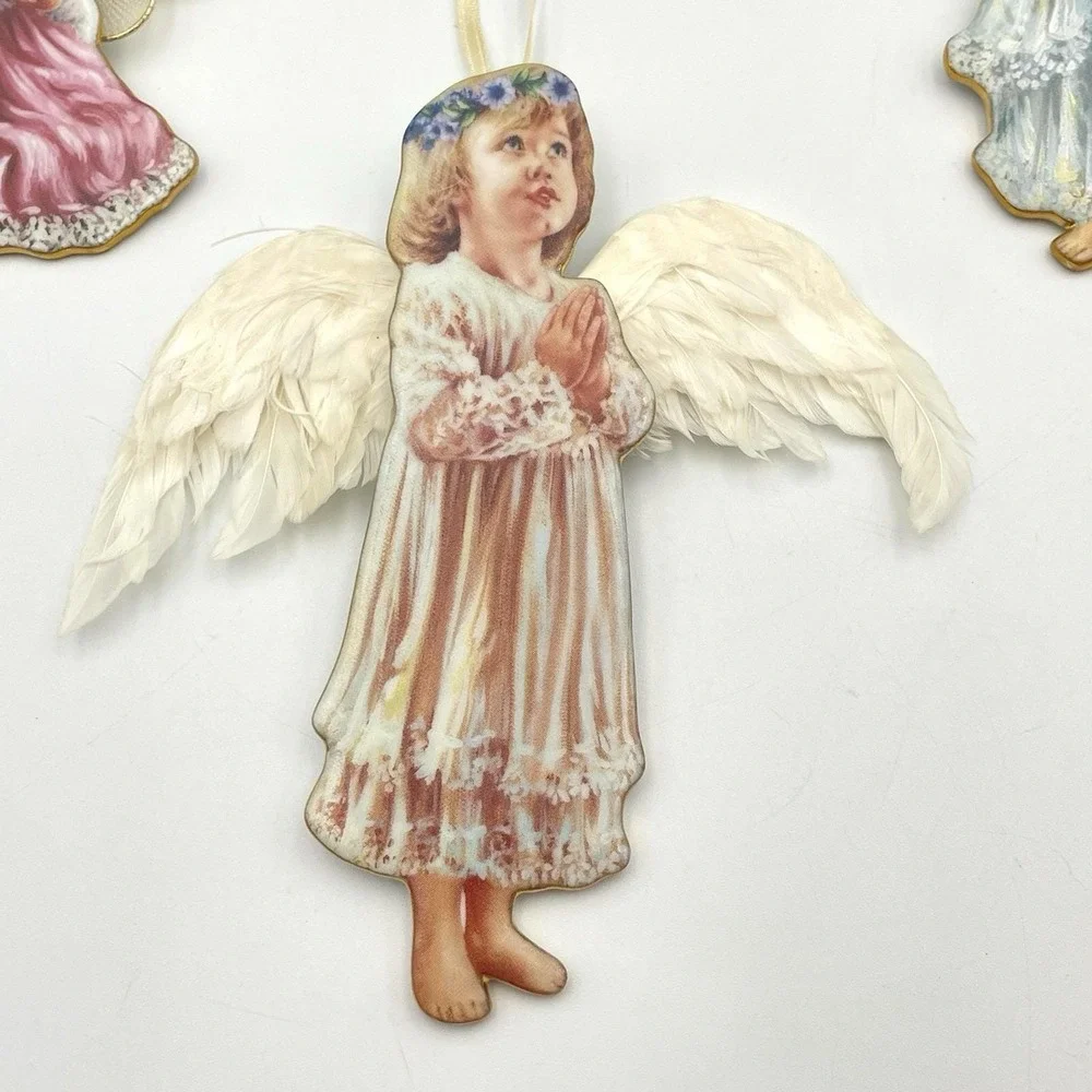 Vintage Bradford Editions Dona Gelsinger Angel Ornaments‎ 1990s Set of 3